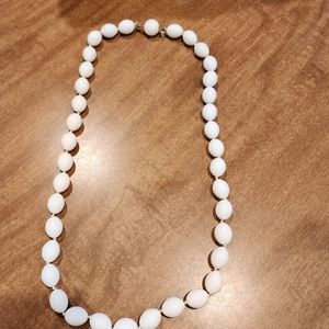 Crown Trifari Vintage White Bead Necklace